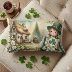 Cottage Leprechaun Patchwork Quilt Scene Kussen