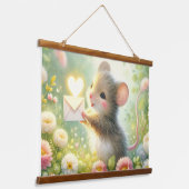 Cottage Mouse Love Letter Meadow Hangend Wandkleed (Gebogen)