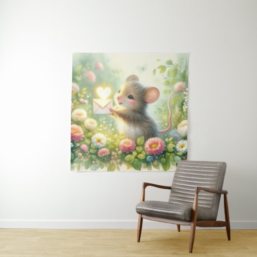 Cottage Mouse Love Letter Meadow Wandkleed (In Situ (horizontaal))