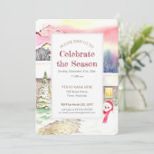 Cottage neige Noël Nouvel An Fête Invitation (Debout devant)