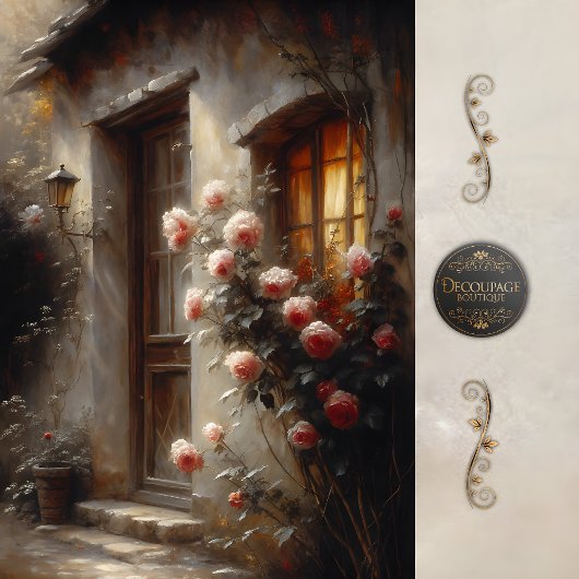Cottage Rose Entrance Decoupage Tissuepapier