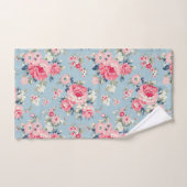 Cottage Roses roses sur Arrière - plan bleu (Serviette à main)