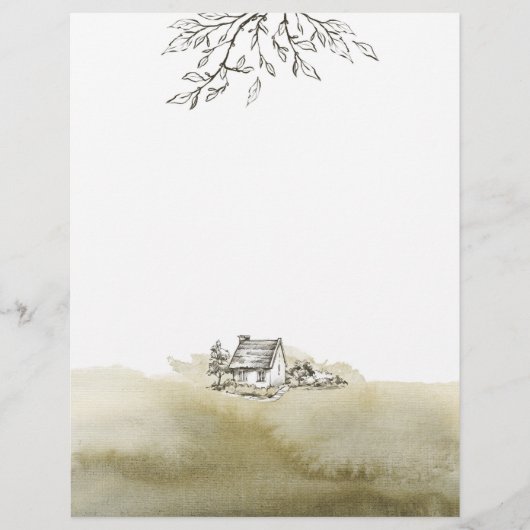 Cottage Schets en Waterverf Papier Blad (Voorkant)