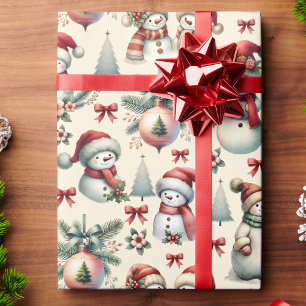 Cottage Snowman Christmas Roll van Cadeaupapier