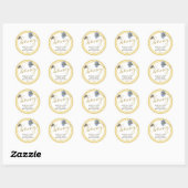 Cottage Stijl Blauwe Bloemen Honing Label met Bije (Vel)