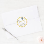 Cottage Stijl Blauwe Bloemen Honing Label met Bije (Envelop)