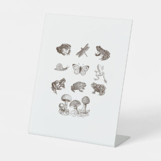 Cottagecore Aesthetic Mushroom Academia Frog Gobli Reclamebord Met Voetstuk