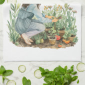 Cottagecore Aquarelle Jardin Serviette fille (Plié)
