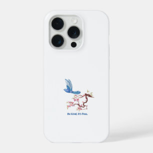 Cottagecore Blauw Vogeltje Kersenbloesem Wees Aard iPhone 15 Pro Hoesje