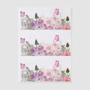 Cottagecore Bloem- en Vlinderelementen Decoupage Tissuepapier