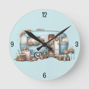 Cottagecore Bloemen Camper Boho Accents Ronde Klok