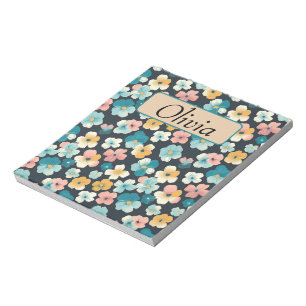 Cottagecore Bloemen in Blauw & Geel Notitieblok