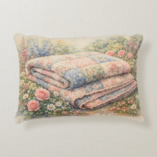 Cottagecore Bloemenpatchworkdeken Aquarel Accent Kussen