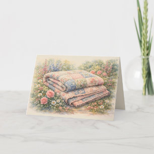 Cottagecore Bloemenpatchworkdeken Aquarel Kaart