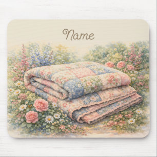 Cottagecore Bloemenpatchworkdeken Aquarel Muismat