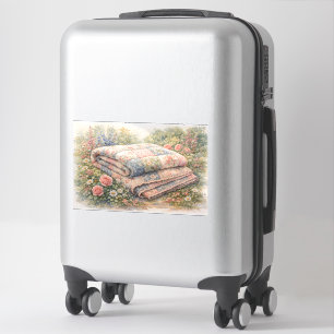 Cottagecore Bloemenpatchworkdeken Aquarel Sticker