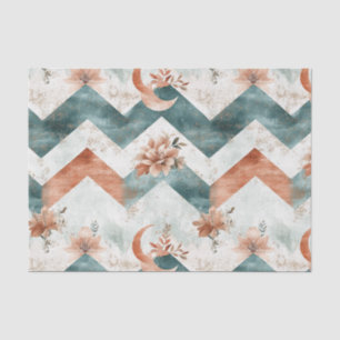 Cottagecore Bloemig Chevron Maan Patroon Tissuepapier
