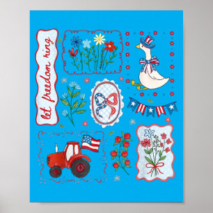 Cottagecore bloemstuk Usa Gans Laat Dom 4 juli Poster