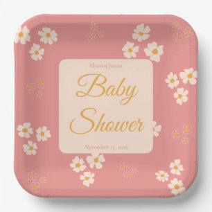 Cottagecore Blush Pink Daisy Bloemen Papieren Bordje