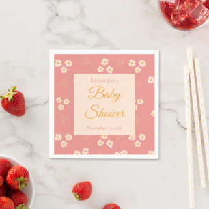 Cottagecore Blush Pink Daisy Bloemen Servet