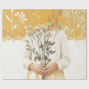 Cottagecore Boeket van Wilde Bloemen Portret Cadeaupapier