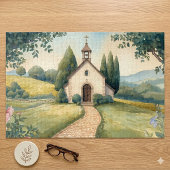 Cottagecore Chapel Path Pastel Landscape Legpuzzel