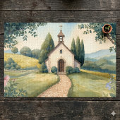 Cottagecore Chapel Path Pastel Landscape Legpuzzel
