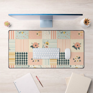 Cottagecore Corail Pastel Floral Patchwork Courtep