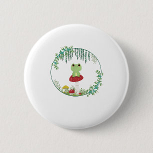 Cottagecore Esthetiek Kawaii Kikker Goblincore Sch Ronde Button 5,7 Cm