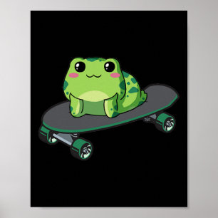Cottagecore Esthetiek Kawaii Skateboarden Kikker S Poster