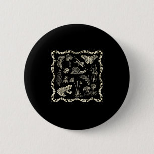 Cottagecore Esthetiek Kikker En Paddenstoel Goblin Ronde Button 5,7 Cm