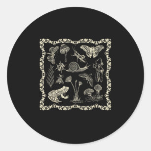 Cottagecore Esthetiek Kikker En Paddenstoel Goblin Ronde Sticker