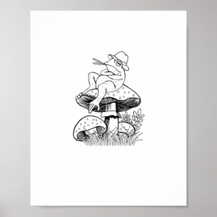 Cottagecore Esthetiek Kikker Op Een Paddenstoel Go Poster