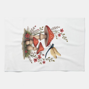Cottagecore Esthetiek Libelle Paddenstoel Hekserij Theedoek