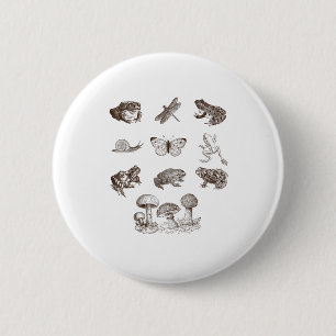 Cottagecore Esthetiek Paddenstoel Academie Kikker Ronde Button 5,7 Cm
