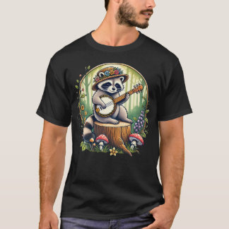 Cottagecore Esthetiek Wasbeer die Banjo Speelt T-shirt
