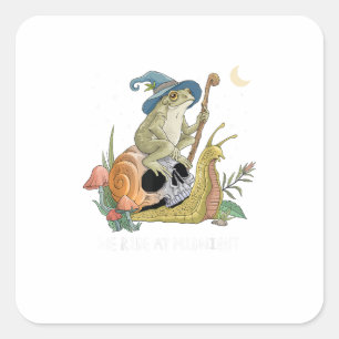 Cottagecore Esthetische Heks Kikker Slak Paddensto Vierkante Sticker