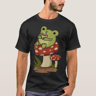Cottagecore Esthetische Kikker Die Koffie Thee Dri T-shirt