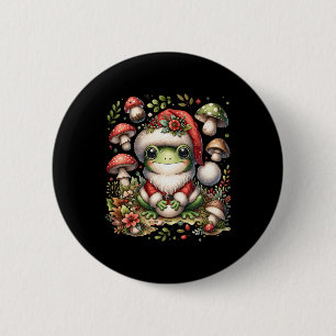 Cottagecore Esthetische Kikker Kerst Paddenstoel M Ronde Button 5,7 Cm