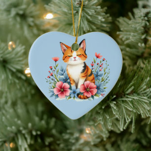 Cottagecore Floral Cat Serene Feline Botanische Ku Keramisch Ornament