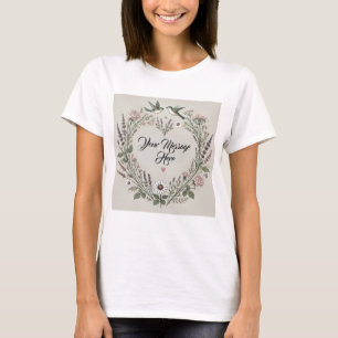Cottagecore "Floral Heart & Lovebirds" T-shirt
