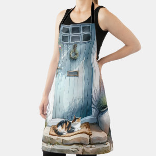 Cottagecore Floral Porch met Calico Cat Schort