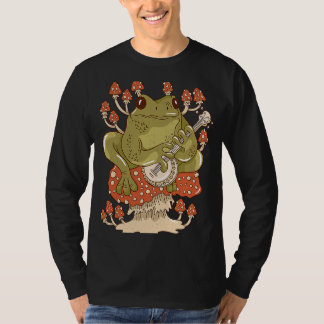 Cottagecore Frog Mushroom Banjo Flowers Forest Nat T-shirt