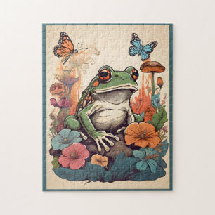 Cottagecore Frog Puzzle - grillige legpuzzel