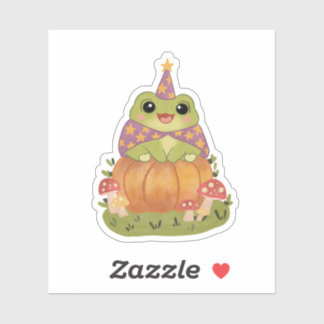Cottagecore Frog Wizard Halloween Pumpkin Sticker