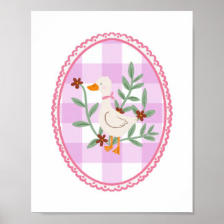 Cottagecore Gans Illustratie - Cute Witte Eend Poster