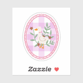 Cottagecore Gans Illustratie - Cute Witte Eend Sticker