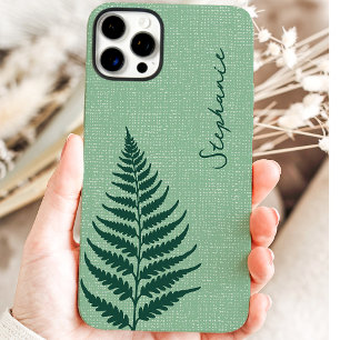 Cottagecore Green Forest Fern Aangepaste naam iPhone 16 Pro Max Hoesje