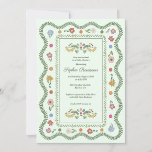 Cottagecore groene babyshower kaart