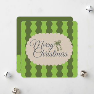 Cottagecore groene strepen aangepaste foto Kerstmi Feestdagenkaart